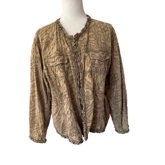 Chico’s Open Front Jacket Cotton Embroidered Pockets Size XL - Picture 14 of 14